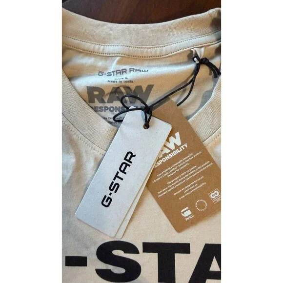 G‑Star RAW Men’s Originals T‑Shirt Beige L $45 NWT - Picture 13 of 13